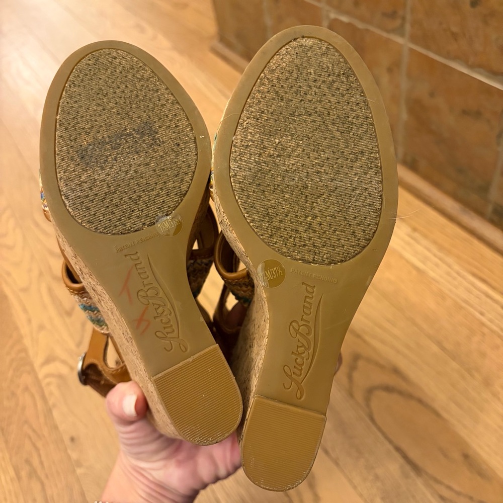 Lucky Brand Riedel 2 Shoes Multicolor Platform Cork Wedge - Picture 9 of 9